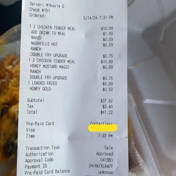 Fowl N Out - My receipt from just now - Chicken Wings Near Me - Olive Branch, Mississippi Fowl N Out - My receipt from just now - Chicken Wings Near Me - Olive Branch, Mississippi