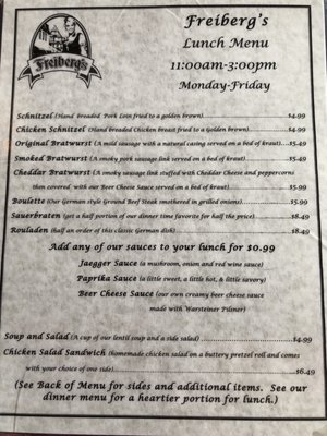 Menu photo 3 Freiberg's German Restaurant Johnson City, TN Menu photo 3 Freiberg's German Restaurant Johnson City, TN
