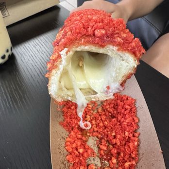 Sweet Tooth Boba Lounge - Inside of delicious Cheeto corn dog - Bubble Tea Near Me - Simi Valley, California Sweet Tooth Boba Lounge - Inside of delicious Cheeto corn dog - Bubble Tea Near Me - Simi Valley, California