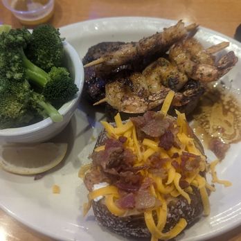 Texas Roadhouse - Dallas 8oz filet, shrimp skewers, broccoli and loaded baked potato - Steakhouses Near Me - Enid, Oklahoma