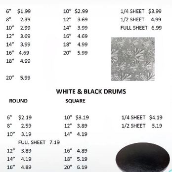 Fiesta Baking Supplies - Cake Drum prices - Kitchen Supplies Near Me