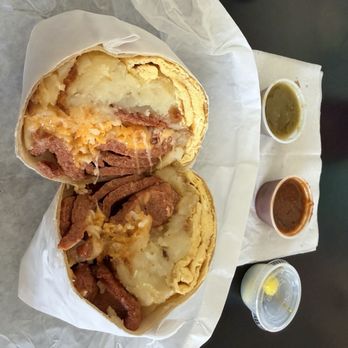Lucky Boy - Spicy sausage breakfast burrito - Fast Food Near Me - Pasadena, California