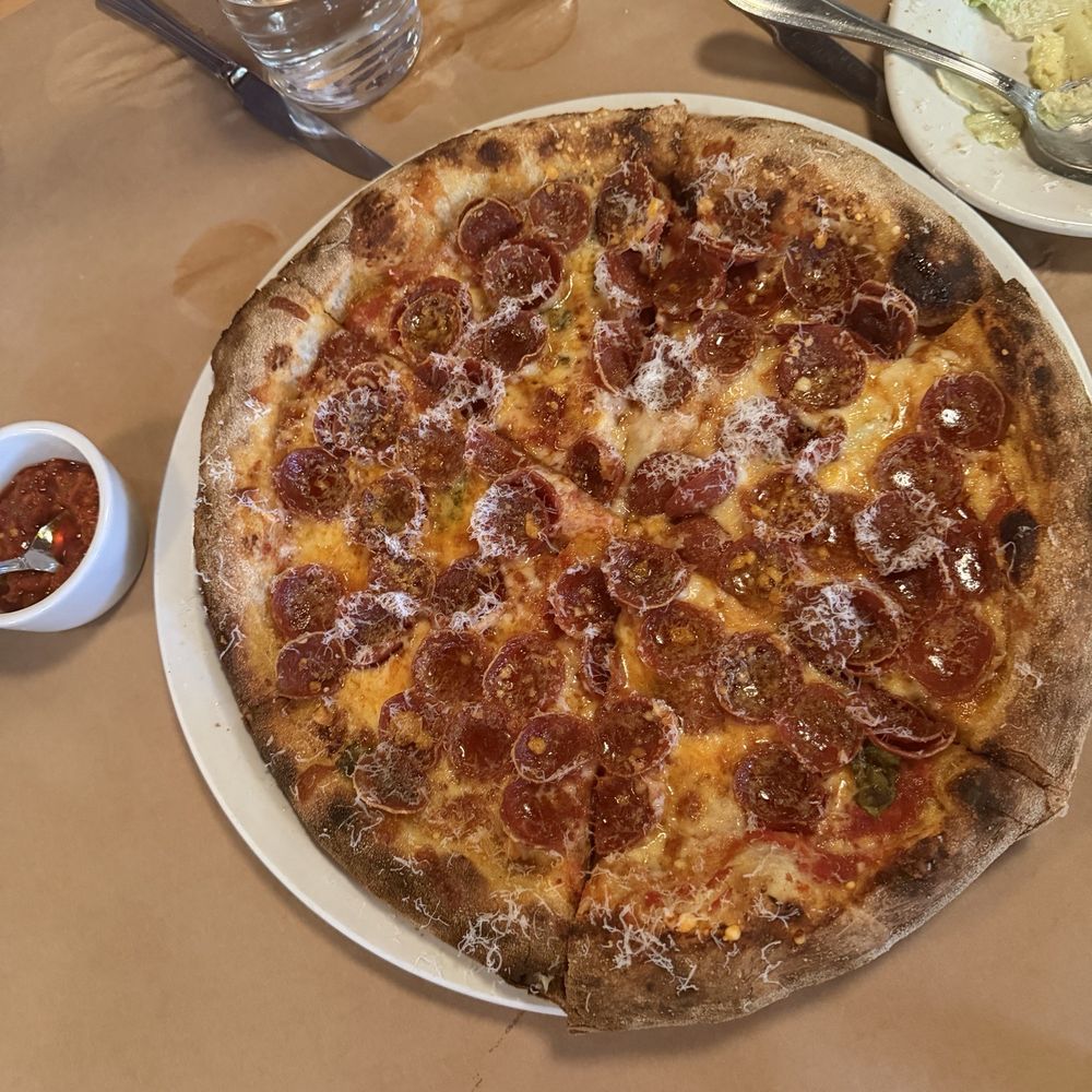 Ciccio - Pepperoni Pizza with side of calabrian chilis - Pizza Near Me - Yountville, California