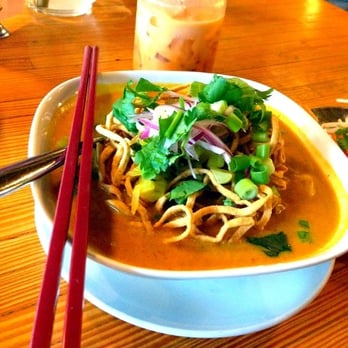 Pestle Rock - Eating like we are back in Thailand. Khao soi & Thai ice tea. - Thai Near Me - Seattle, Washington