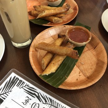 FOB Kitchen - Pandan ice coffee and the Shanghai lumpia - Filipino Near Me - Oakland, California