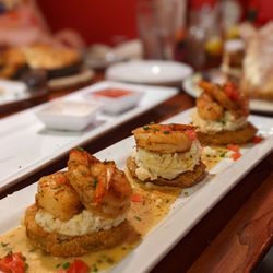 Miss Shirley's Cafe, Roland Park - Shrimp on grits with fried green tomatoes