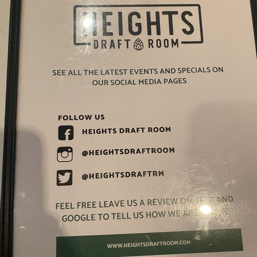Heights Draft Room - Menu and socials - Beer Bar Near Me - La Vista, Nebraska