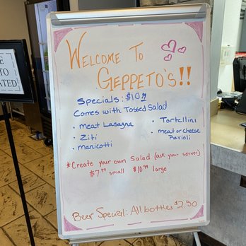 Geppeto's Pizza - Today's Specials Board - Italian Near Me - Denver, North Carolina Geppeto's Pizza - Today's Specials Board - Italian Near Me - Denver, North Carolina