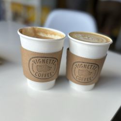Vignette Coffee - Macadamia nut latte and traditional latte YUMMM!