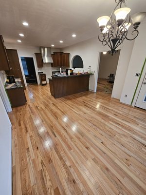 Projects - New oak hardwood floor installation; 1350 sq. ft. and a picture frame deck with new stairs