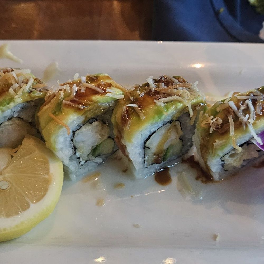 Fins At Sharky's - Coconut shrimp sushi - Steakhouses Near Me - Venice, Florida Fins At Sharky's - Coconut shrimp sushi - Steakhouses Near Me - Venice, Florida