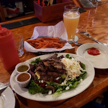 Little b's - Burger Salad, rediculously incredible Sweet Potato fries, and Fiddlehead IPA. - Burgers Near Me - Tarrytown, New York