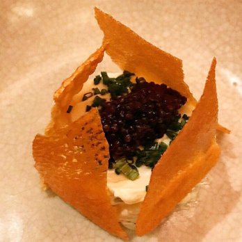 Kali Steak  - Caviar on a bed of Crème fraîche with potatoes and chives, surrounded by delicious potato crisps. - Steakhouses Near Me - Los Angeles, California