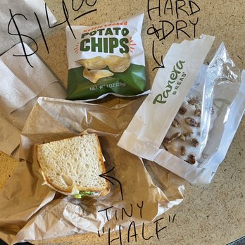 Panera Bread - $14 for these items without a drink. Sandwich is way smaller than a napkin and the pecan braid was far too tough and dry to eat. - Sandwiches Near Me - Fullerton, California Panera Bread - $14 for these items without a drink. Sandwich is way smaller than a napkin and the pecan braid was far too tough and dry to eat. - Sandwiches Near Me - Fullerton, California