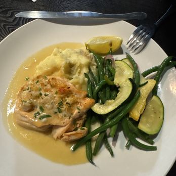 Summit Grill - Lobster Stuffed Salmon with Mashed Potatoes and Mixed Vegetables - American Near Me - Gladstone, Missouri