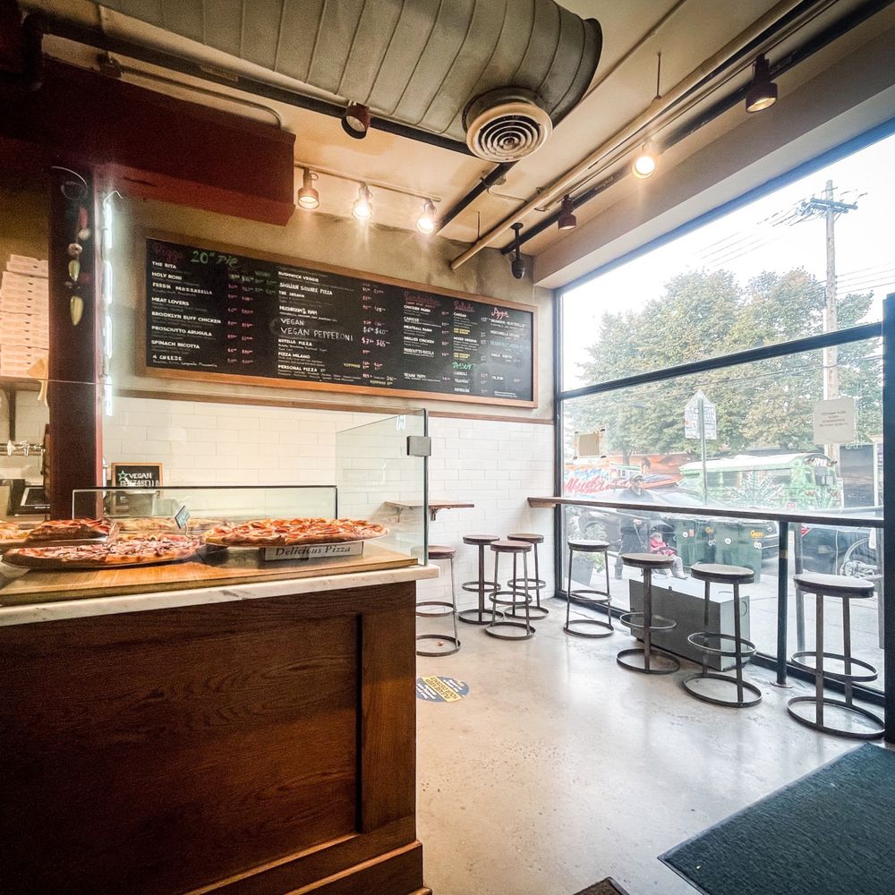 Sauce and Soda - Interior. Seating - Pizza Near Me - Brooklyn, New York Sauce and Soda - Interior. Seating - Pizza Near Me - Brooklyn, New York