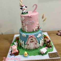 Tutu’s Cakes - This is a 2 tier cake serving 30 people. The animals are toys but we have the skill level to make them edible if you would like.