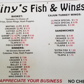 Tiny's Fish and Wings - price list - Chicken Wings Near Me - Newberry, South Carolina Tiny's Fish and Wings - price list - Chicken Wings Near Me - Newberry, South Carolina