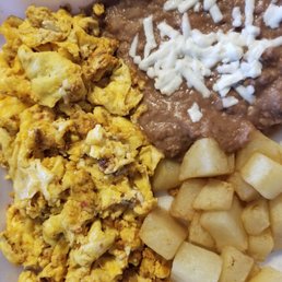 Chorizo and eggs, potatoes and beans Chorizo and eggs, potatoes and beans