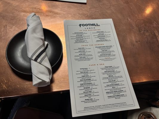 Menu photo 8 foothill Pasadena, CA