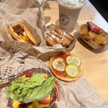 Wayback Burgers - FUNNEL CAKE STICKS DOUBLE BACON BURGER REGULAR MILKSHAKE - American Near Me - Lawrenceville, Georgia