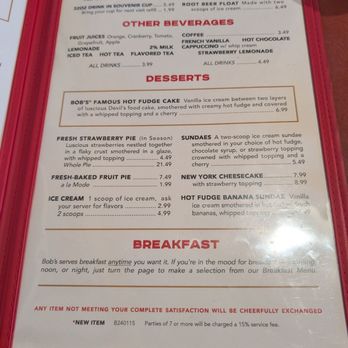 Bob’s Big Boy - Menu: Fountain, Other Beverages, Desserts, and Breakfast June 2025 - American Near Me - Burbank, California