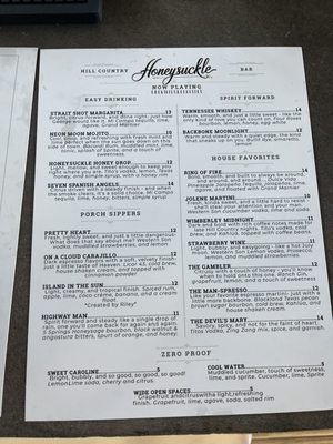 Menu photo 1 The Honeysuckle Fischer, TX