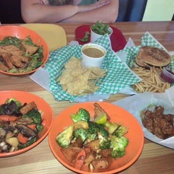 Green Restaurant - Jerk salad, big wac, artichoke dip, wings, and two bowls a Thai and a I forgot. - Vegan Near Me - Phoenix, Arizona