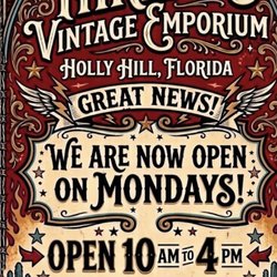 Threads Vintage Emporium - Threads Vintage Emporium  Now Open Mondays! Doors Open at 10am  Monday through Friday 10-4 and Saturday 10-3 Closed Sunday