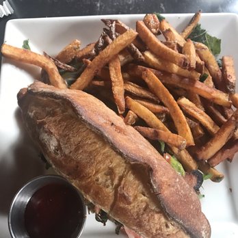 Flat Iron Grill - Brunch Chori Pan Sandwich with Rosemary and Sage garlic fries. Tasty! - Steakhouses Near Me - Issaquah, Washington Flat Iron Grill - Brunch Chori Pan Sandwich with Rosemary and Sage garlic fries. Tasty! - Steakhouses Near Me - Issaquah, Washington