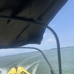 Jet Ski Madison - Canopy flying the wind, notice the packing tape.