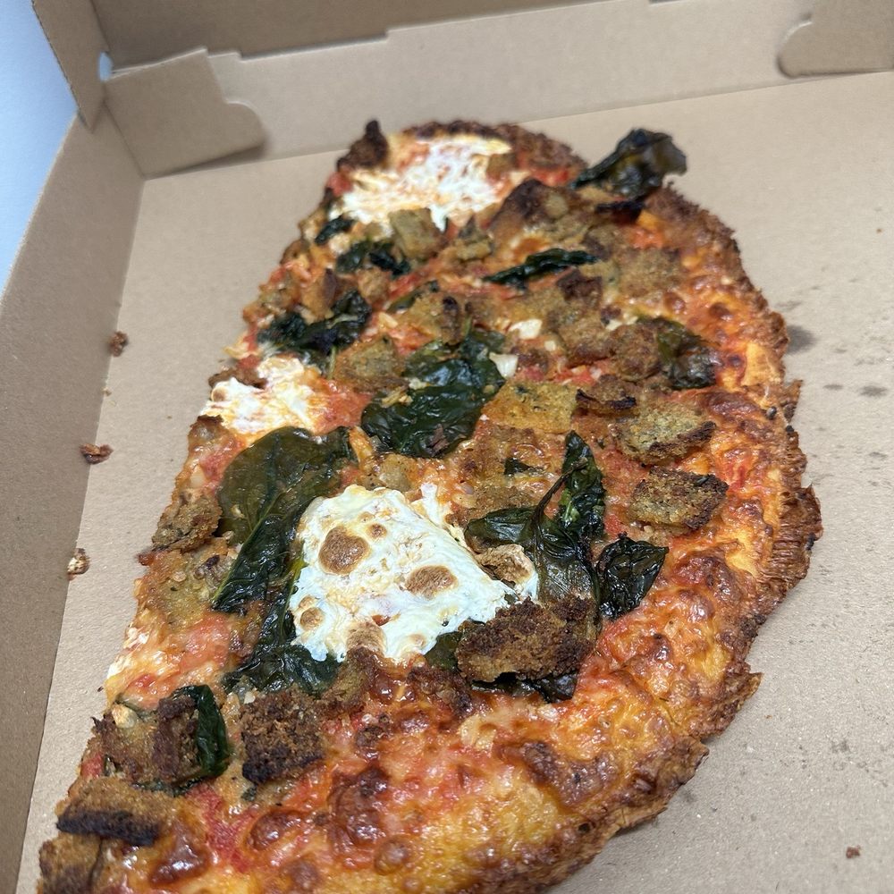 Angeloni's on Lake Mohawk - Large Gina Marie Pizza half leftover.  Depth of color, textures, and flavors on it - Pizza Near Me - Sparta, New Jersey