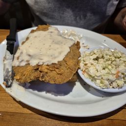 Country fried steak. Cole slaw and carrots