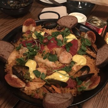 Amada - paella (this one has mussel, chicken, chorizo, etc) - Tapas Bars Near Me - Philadelphia, Pennsylvania Amada - paella (this one has mussel, chicken, chorizo, etc) - Tapas Bars Near Me - Philadelphia, Pennsylvania
