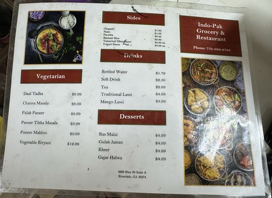 Menu photo 2 Indo-Pak Grocery & Restaurant Riverdale, GA