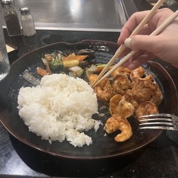Kyushu Hibachi & Sushi - Hibachi shrimp, vegetables, and white rice - Japanese Near Me - Fort Worth, Texas