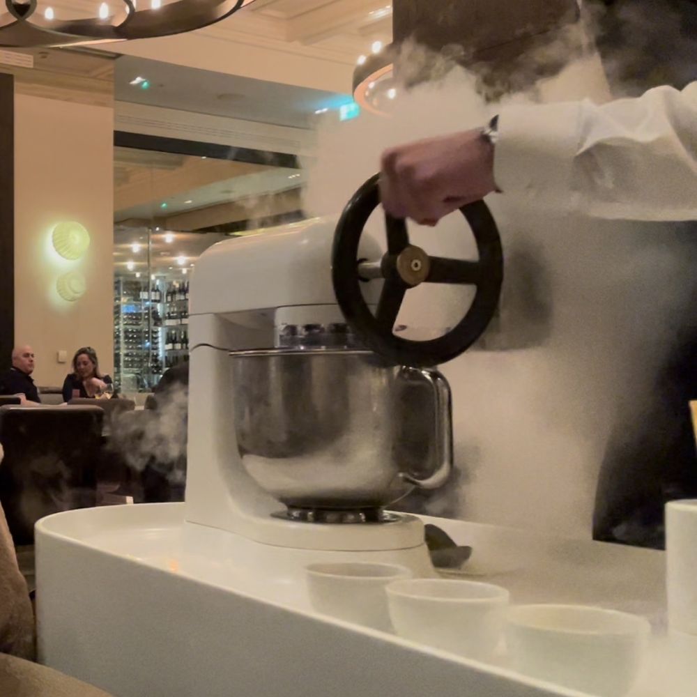 Dinner by Heston Blumenthal - ice cream made with liquid nitrogen at the table - British Near Me - London, XGL