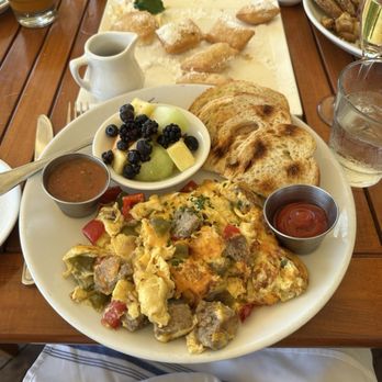 The Beachcomber Cafe - Skillet with impossible sausage - Seafood Near Me - Newport Beach, California The Beachcomber Cafe - Skillet with impossible sausage - Seafood Near Me - Newport Beach, California
