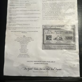 1818 Bistro - Menu back - Salad Near Me - St Charles, Missouri