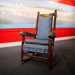 John F Kennedy Hyannis Museum - JFK gave one of his famous rocking chairs to the Waldorf Astoria NY, now on temporary loan to the JFK Hyannis Museum.