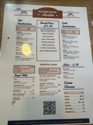 Menu photo 1 Big City Bagels and Subs Austin, TX
