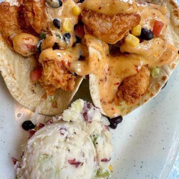 Driftaway Cafe - Firecracker Shrimp Tacos & Potato Salad - American Near Me - Savannah, Georgia Driftaway Cafe - Firecracker Shrimp Tacos & Potato Salad - American Near Me - Savannah, Georgia