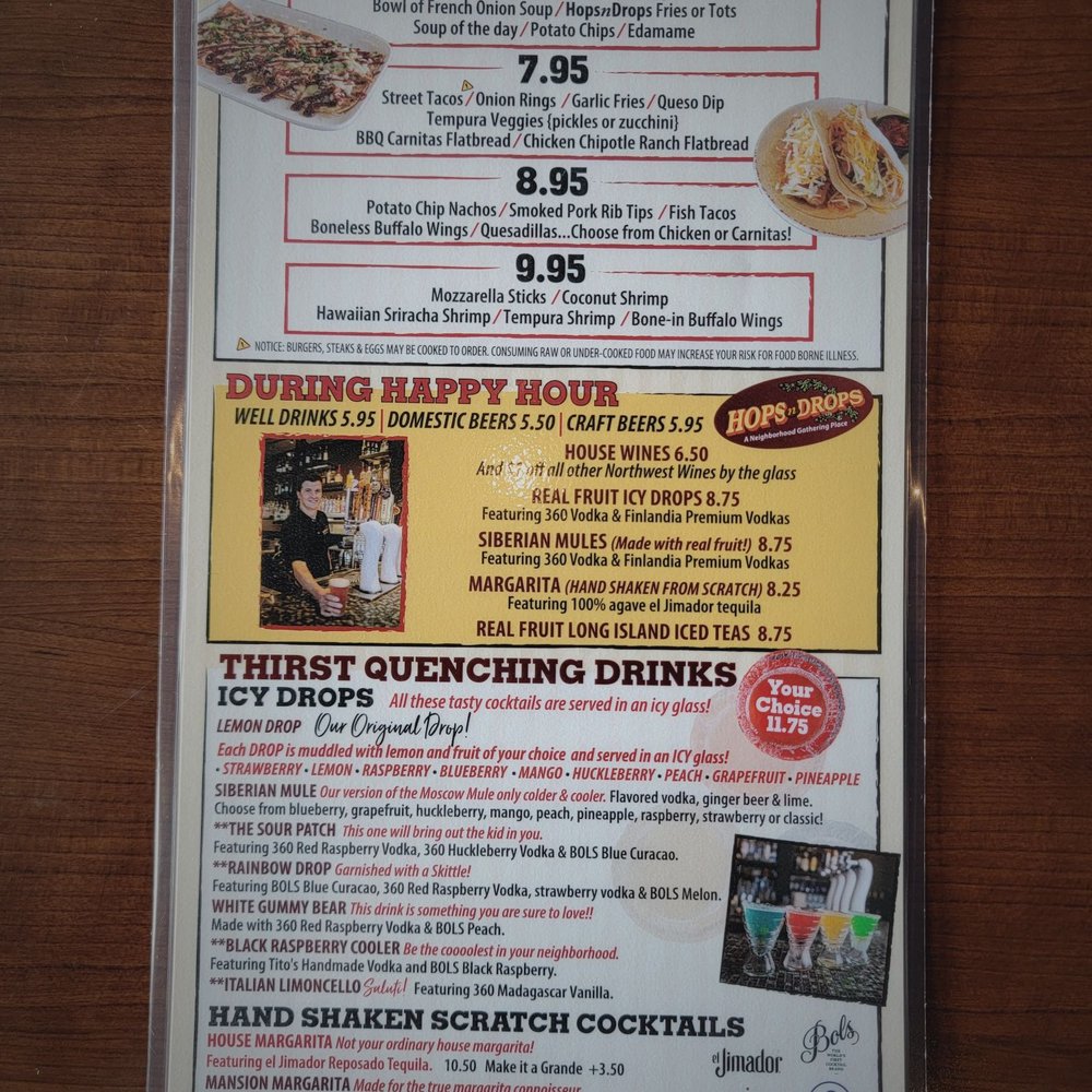 Hops n Drops - Menu - American Near Me - Lakewood, Washington Hops n Drops - Menu - American Near Me - Lakewood, Washington