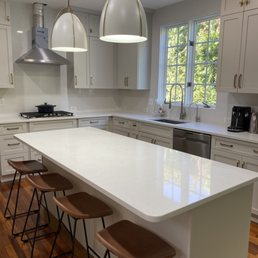 a kitchen with a large island