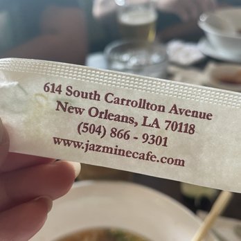 Jazmine Cafe - a person holding a ticket for a meal - Vietnamese Near Me - New Orleans, Louisiana Jazmine Cafe - a person holding a ticket for a meal - Vietnamese Near Me - New Orleans, Louisiana