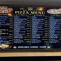 Pizza menu