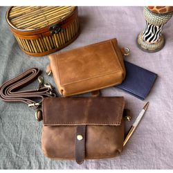 Roma Leather - W022S crazy horse crossbody sling bag belt pack