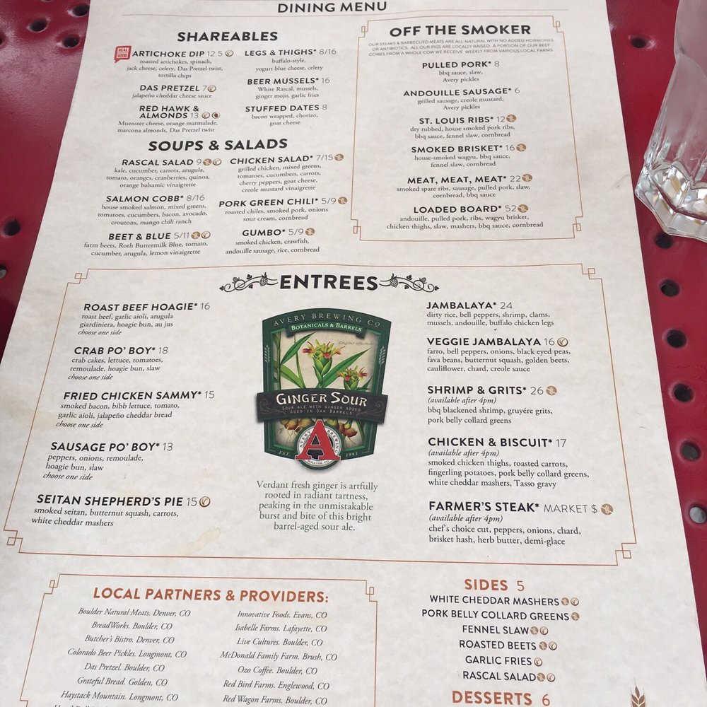 Avery Brewing - Food menu - Breweries Near Me - Boulder, Colorado