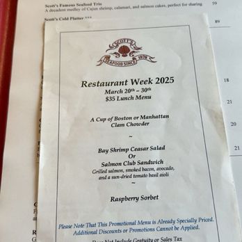 Scott's Seafood - Restaurant week lunch menu. Great deal - Seafood Near Me - Oakland, California Scott's Seafood - Restaurant week lunch menu. Great deal - Seafood Near Me - Oakland, California