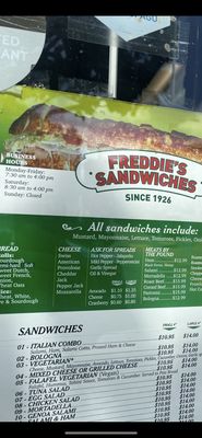 Menu photo 2 Freddie's Sandwiches San Francisco, CA